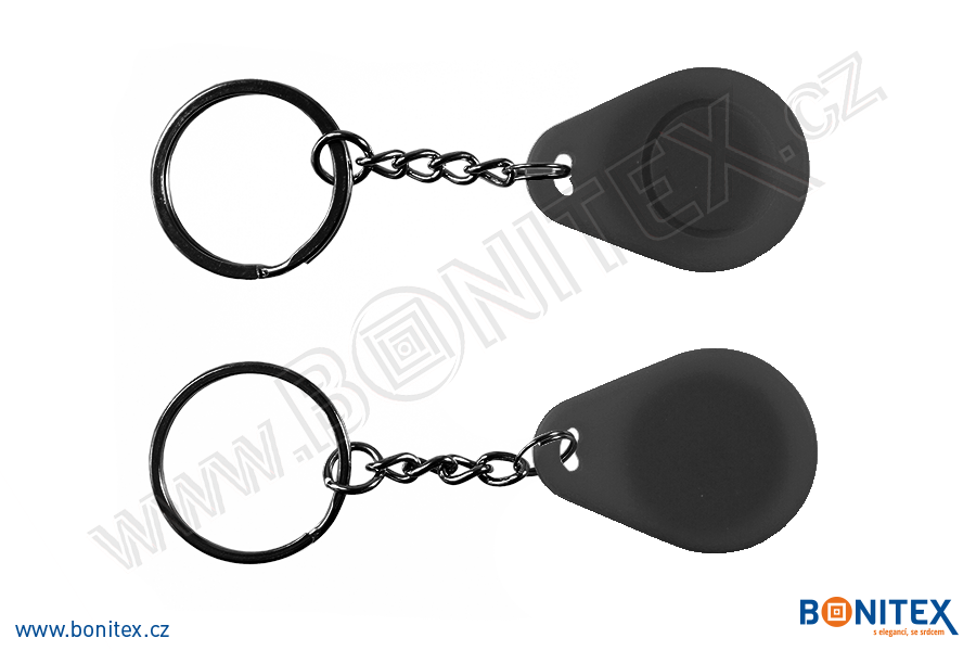 Klíčenka-silikon-35x25/5mm-s RFID-125 kHz-černá-botinex