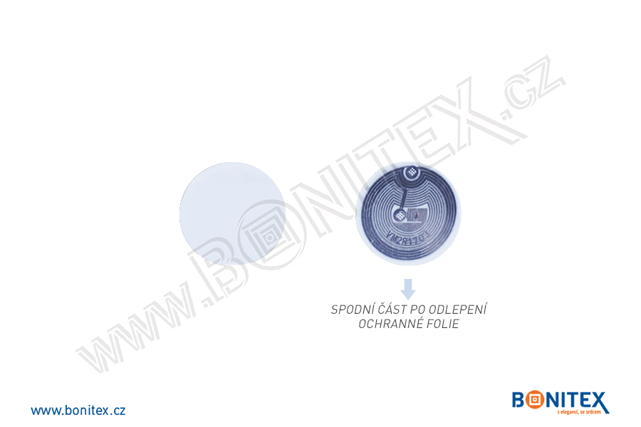 Tag-etiketa-papírová-kolečko pr.25 mm-s RFID-13,56 MHz-Al ant.-samolepící-botinex