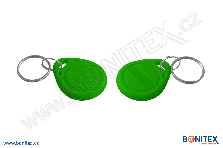 ABS klíčenka 35x28, tl. 6mm s RFID 125 kHz, zelená-botinex