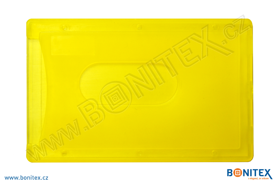 Plastové pouzdro pro karty rozměru ISO, na šířku, 60x90, tl. 3,5mm, průhledné/žluté-botinex