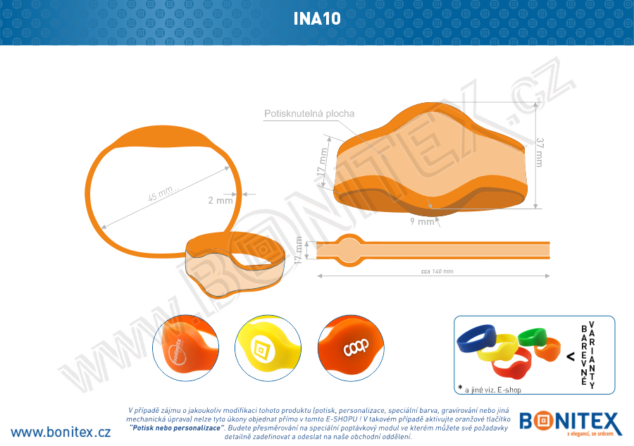 Silikonový náramek, průměr 45mm s RFID 13,56 MHz, oranžový-botinex