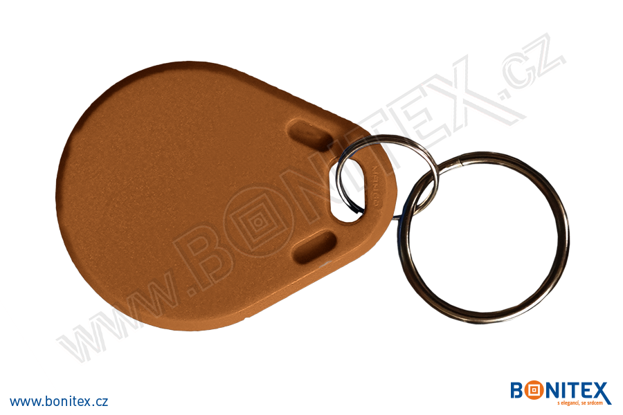 Klíčenka-ABS-40x32-tl.4,2mm-s RFID-125 kHz-hnědá-botinex