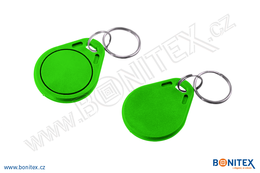 ABS klíčenka 40x32, tl. 4,2mm s RFID 13,56 MHz, zelená-botinex