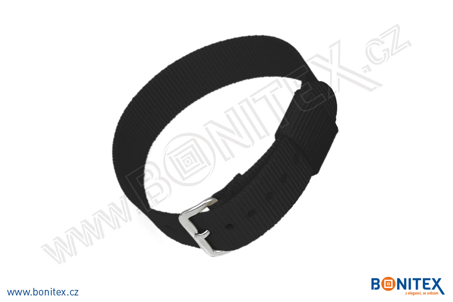 Samostatná nylonová páska pro náramek INA55, 255-265x16mm, kovová spona 1, černá-botinex