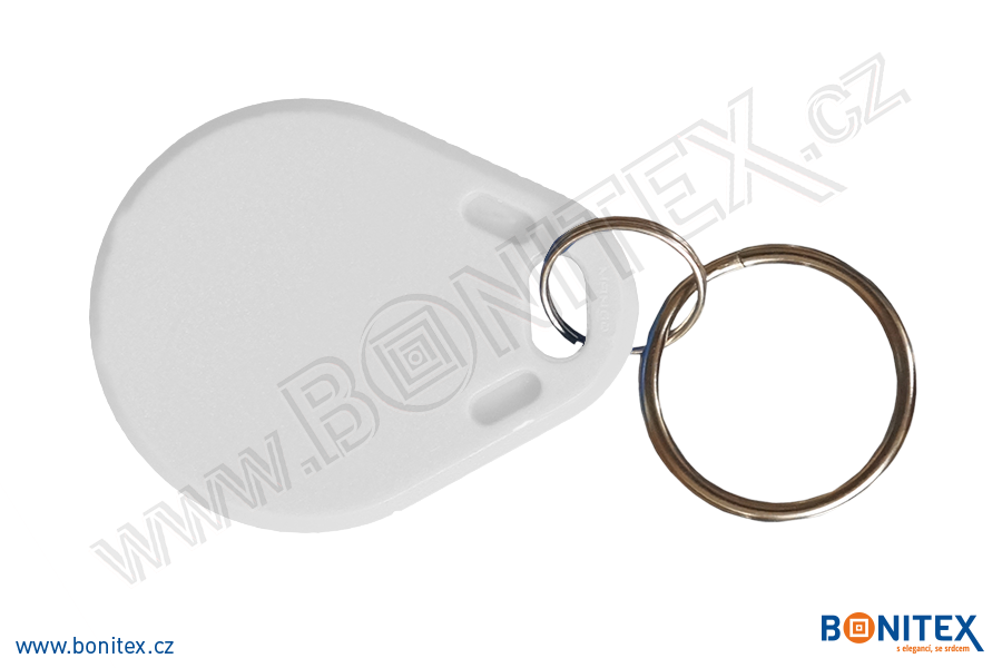 ABS klíčenka 40x32, tl. 4,2mm s RFID 125 kHz, bílá-botinex