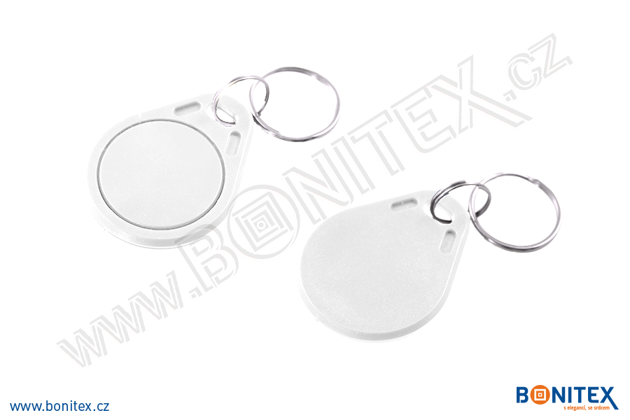 ABS klíčenka 40x32, tl. 4,2mm s RFID 13,56 MHz, bílá-botinex
