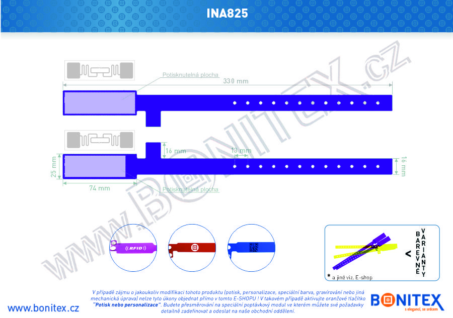 Náramek-Vinyl-08-330x25/16mm-s RFID-UHF-fialový-botinex