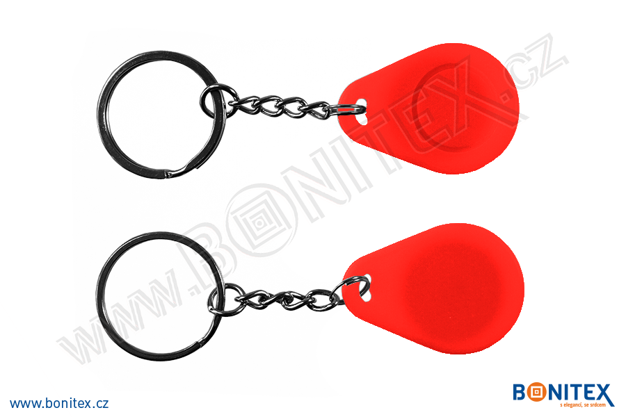 Klíčenka-silikon-35x25/5mm-s RFID-125 kHz-červená-botinex