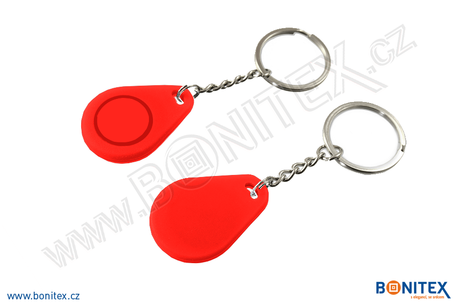 Klíčenka-silikon-35x25/5mm-s RFID-13,56 MHz-červená-botinex