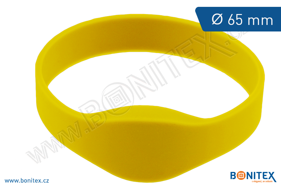Silikonový náramek, průměr 65mm s RFID 13,56 MHz, žlutý-botinex
