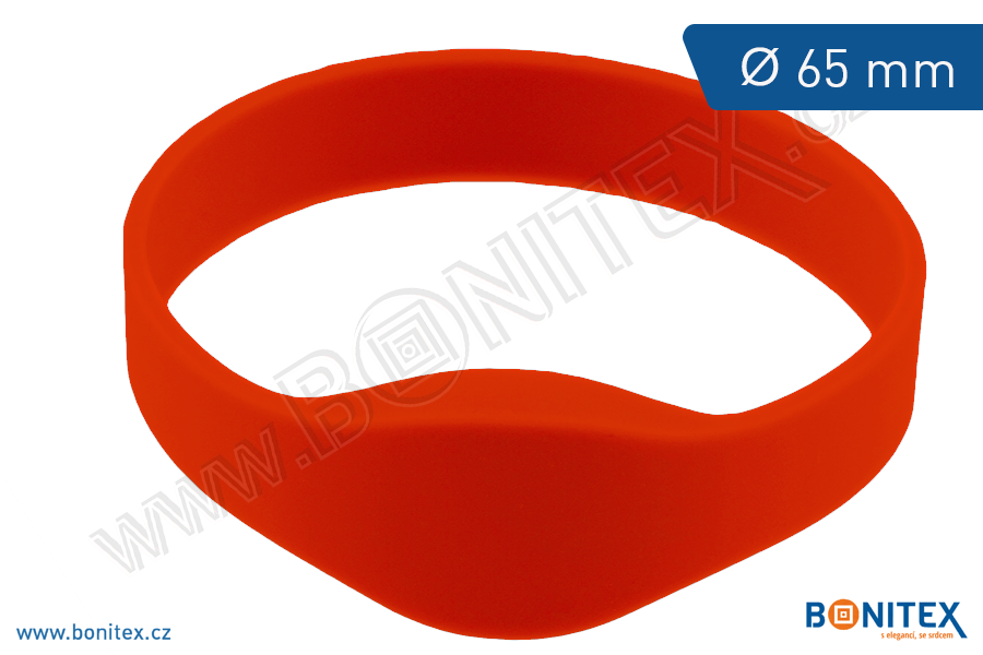 Silikonový náramek, průměr 65mm s RFID 13,56 MHz, červený-botinex