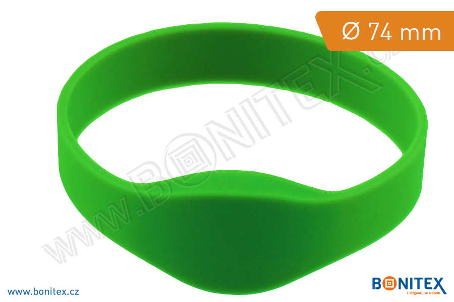 Silikonový náramek, průměr 74mm s RFID 13,56 MHz, zelený-botinex
