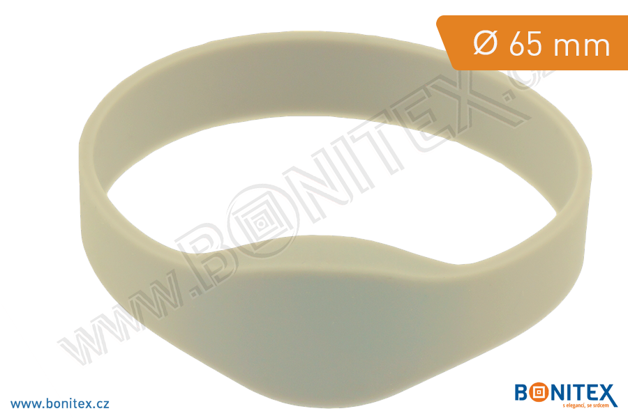 Silikonový náramek, průměr 65mm s RFID 13,56 MHz, bílý-botinex
