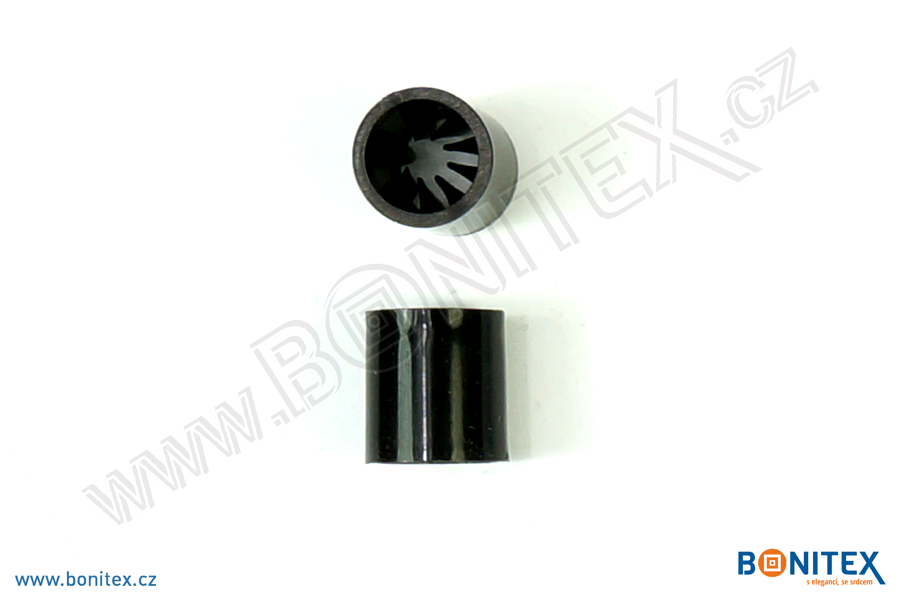 Jednorázový plastový uzávěr k náramku (válec), průměr 12,4mm, délka 13,6mm, černý-botinex