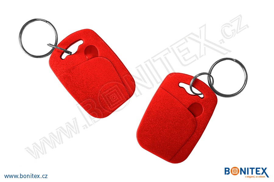 ABS klíčenka 44x30, tl. 4,2mm s RFID duo (13,56 MHz+125 kHz), červená-botinex