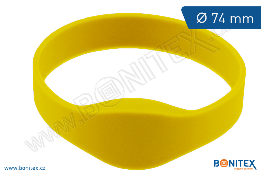 Silikonový náramek, průměr 74mm s RFID 125 kHz, žlutý-botinex