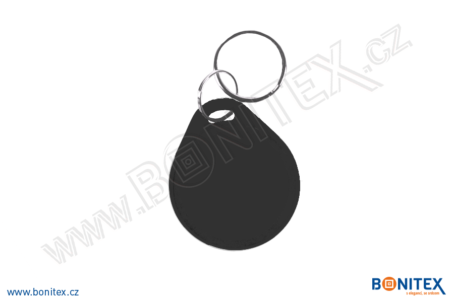 ABS klíčenka 42x36, tl. 6,3mm s RFID 13,56 MHz, černá-botinex