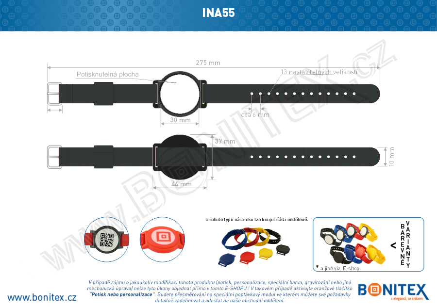 Náramek-nylon-255-265x16mm,kov.spona 1-s RFID-125 kHz-černý/č.černo-bílý-botinex