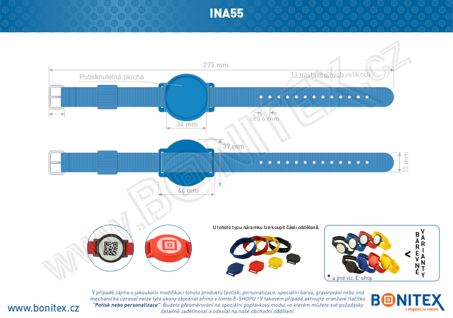 Náramek-nylon-255-265x16mm,kov.spona 1-s RFID-125 kHz-modrý/č.modrý-botinex