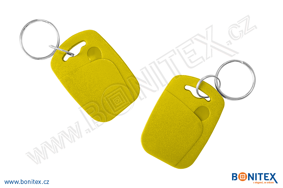 ABS klíčenka 44x30, tl. 4,2mm s RFID 13,56 MHz, žlutá-botinex