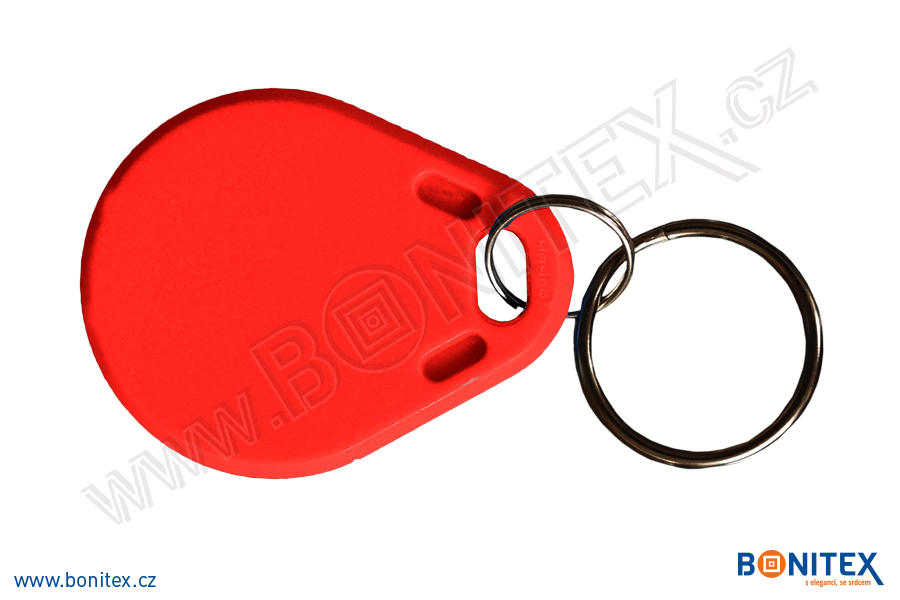 ABS klíčenka 40x32, tl. 4,2mm s RFID 125 kHz, červená-botinex
