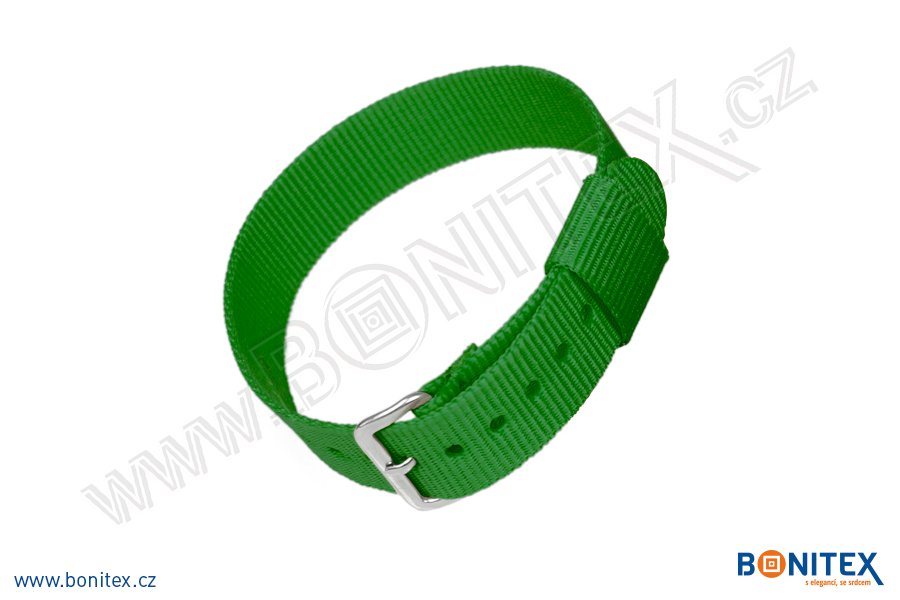 Samostatná nylonová páska pro náramek INA55, 255-265x16mm, kovová spona 1, tmavě zelená-botinex