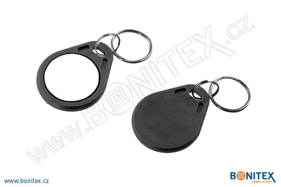 Klíčenka-ABS-40x32-tl.4,2mm-s RFID-125 kHz-černo-bílá-botinex