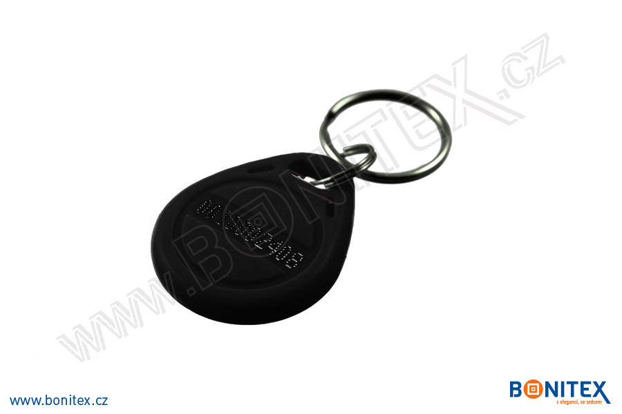 ABS klíčenka 35x28, tl. 6mm s RFID 125 kHz, černá+UID DEC-5B-botinex