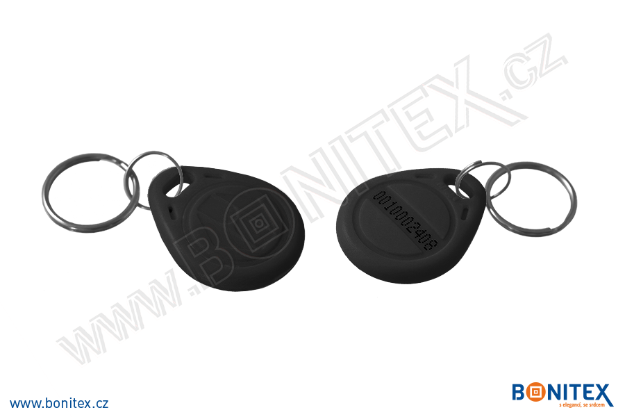 ABS klíčenka 35x28, tl. 6mm s RFID 125 kHz, černá+UID DEC-5B-botinex