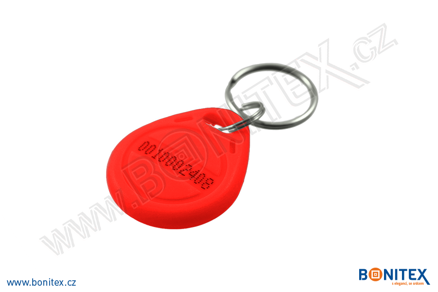 ABS klíčenka 35x28, tl. 6mm s RFID 125 kHz, červená+UID DEC-5B-botinex