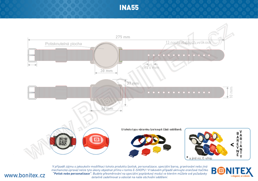 Náramek-nylon-255-265x16mm,kov.spona 1-s RFID-125 kHz-bílý/č.bílý-botinex
