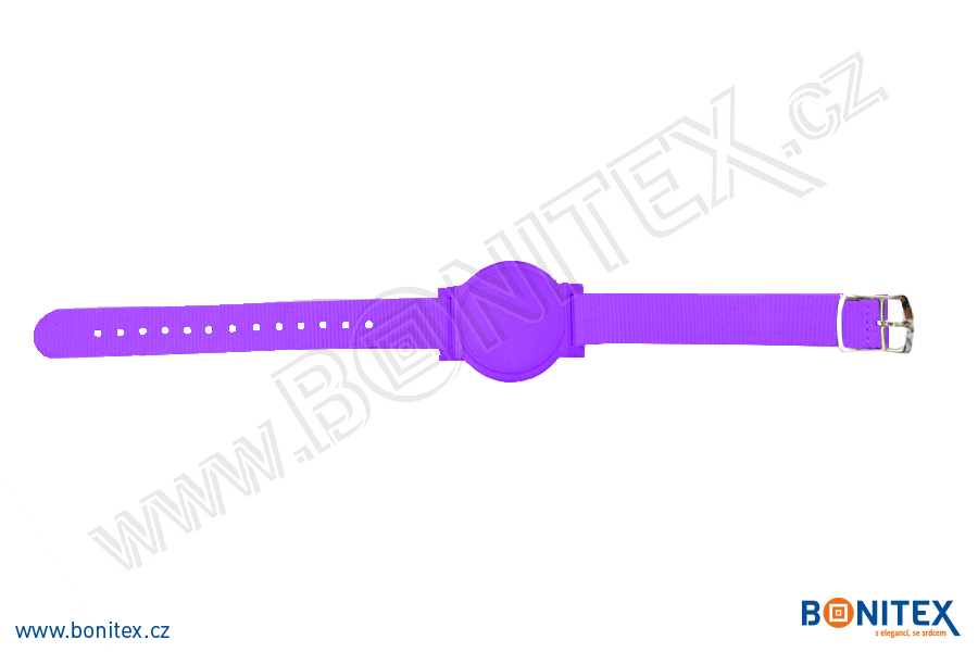 Nylonový náramek 255-265x15mm, kovová spona 2, s RFID 13,56 MHz, fialový/č.fialový-botinex