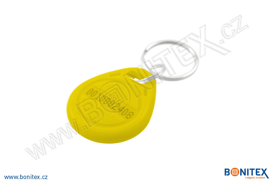 ABS klíčenka 35x28, tl. 6mm s RFID 125 kHz, žlutá+UID DEC-5B-botinex