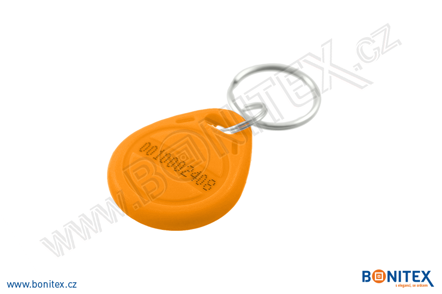 ABS klíčenka 35x28, tl. 6mm s RFID 125 kHz, oranžová+UID HEX-5B-botinex