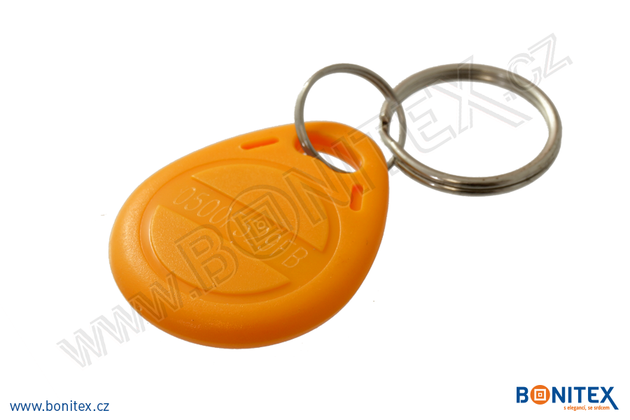 ABS klíčenka 35x28, tl. 6mm s RFID 125 kHz, oranžová+UID HEX-5B-botinex