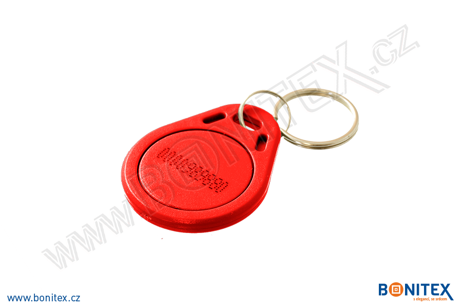Klíčenka-ABS-40x32-tl.4,2mm-s RFID-125 kHz-červená+UID DEC-5B-botinex