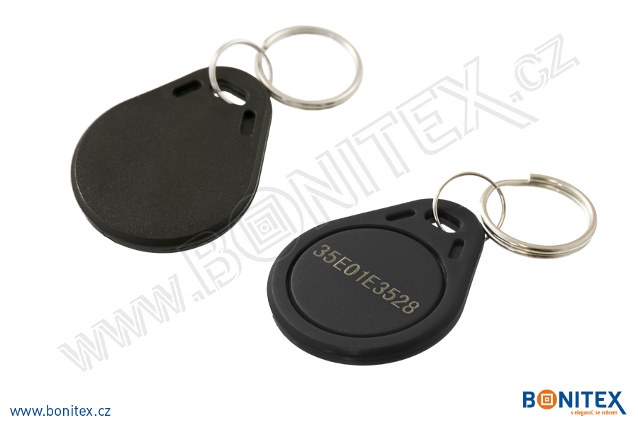 ABS klíčenka 40x32, tl. 4,2mm s RFID 125 kHz, černá+UID DEC-5B-botinex
