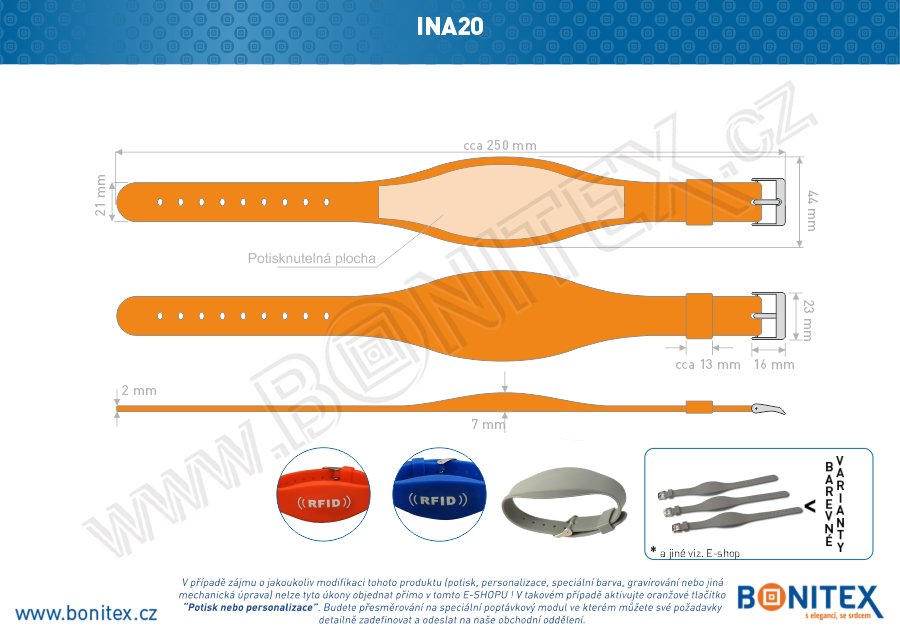 Náramek-silikon-255x17/34mm,kov.spona-s RFID-13,56 MHz-oranžový-botinex