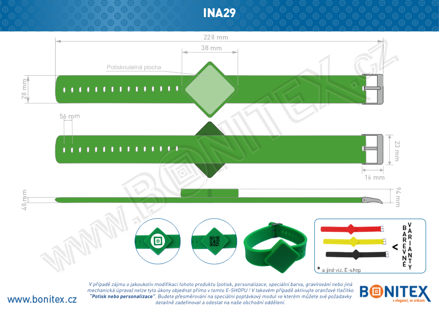 Náramek-silikon-247x20/40mm,kov.spona-s  RFID-125 kHz-zelený-botinex
