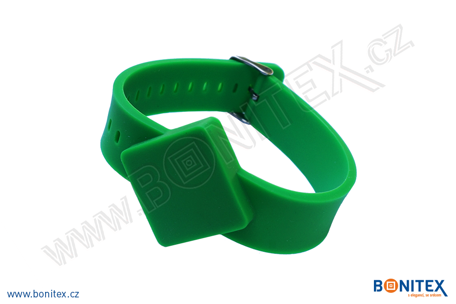 Náramek-silikon-247x20/40mm,kov.spona-s RFID-13,56 MHz-zelený-botinex