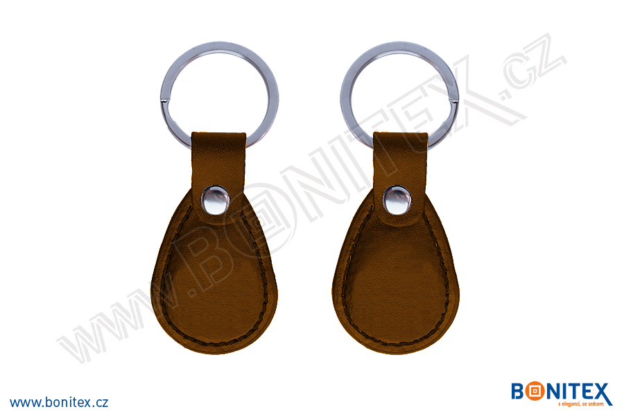 Klíčenka-PU kůže-68x36mm-s RFID-DUO (13,56M+125k)-hnědá-botinex